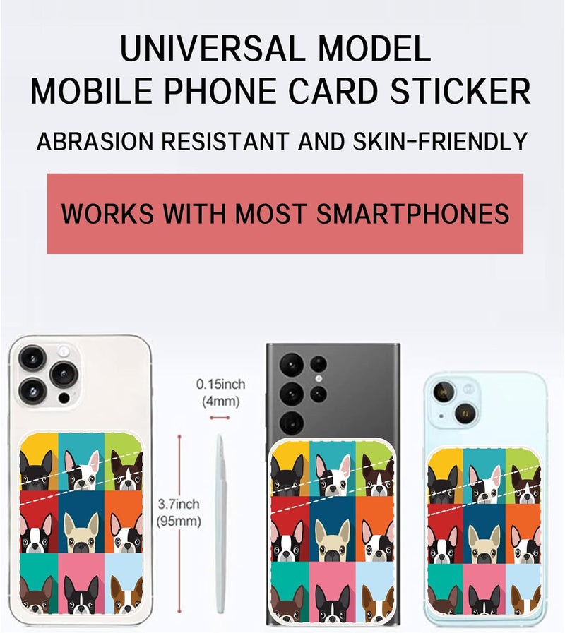AOHRO Dual Pocket Leather Phone Wallet, Adhesive Stick On, Cute & Funny Dogs Design - Image 2